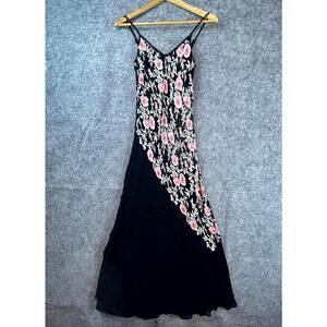 Vintage DBUSA Dress Small Black Pink Asymmetrical Dark Romantic Feminine 90s